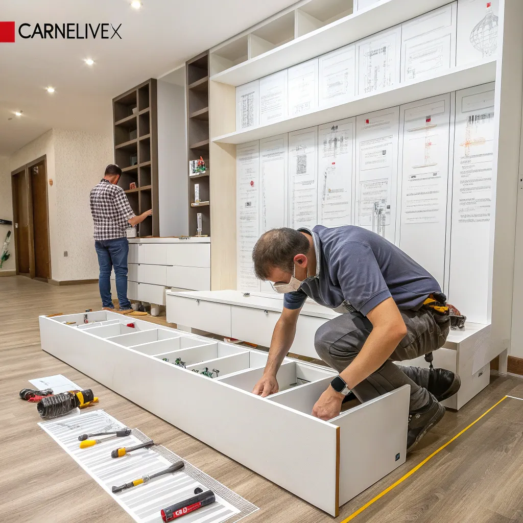 Installation timeline for Built-In Furniture by CARNELIVEX